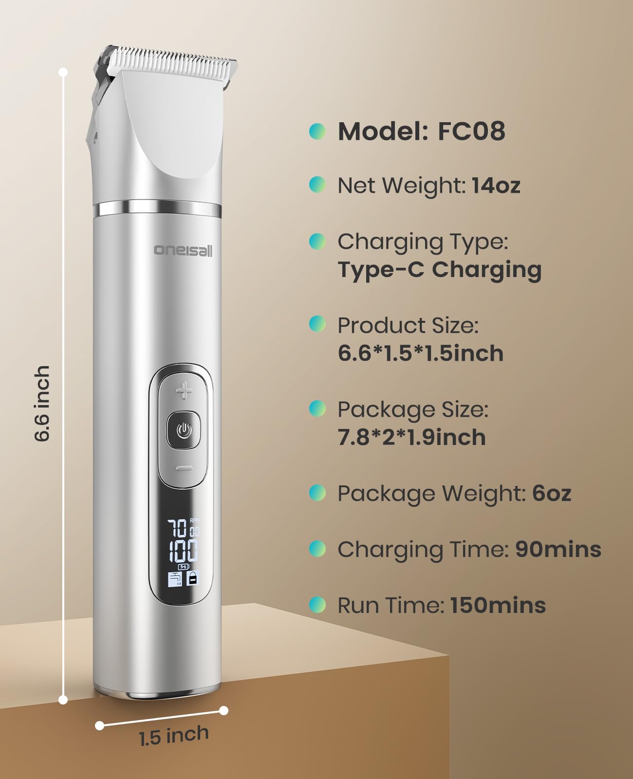 oneisall 4 in 1 Dog Grooming Kit with LCD Display