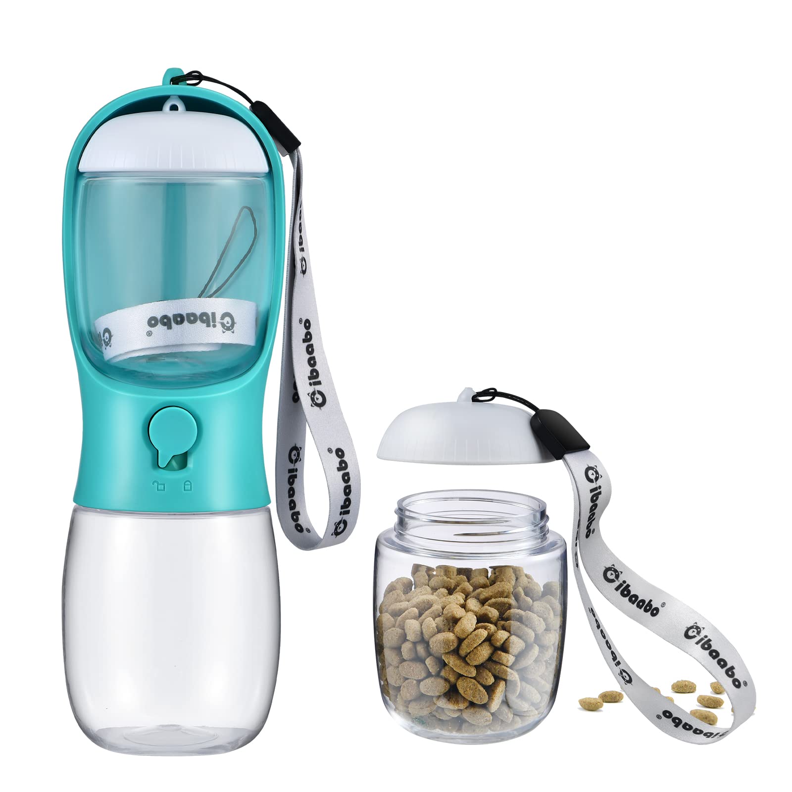 Cibaabo Dog Water Bottle with Food Container, Travel Puppy Water Bowl, Portable Pet Dispenser, Dog Stuff Accessories Items, Puppy Essentials Necessities for Yorkie Chihuahua Cat Walking and Hiking