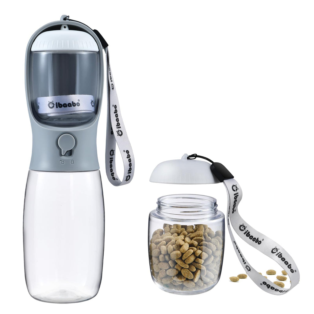 Cibaabo Dog Water Bottle with Food Container, Travel Puppy Water Bowl, Portable Pet Dispenser, Dog Stuff Accessories Items, Puppy Essentials Necessities for Yorkie Chihuahua Cat Walking and Hiking