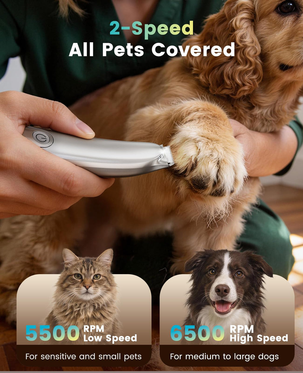 2-Speed LED Pet Paw Trimmer