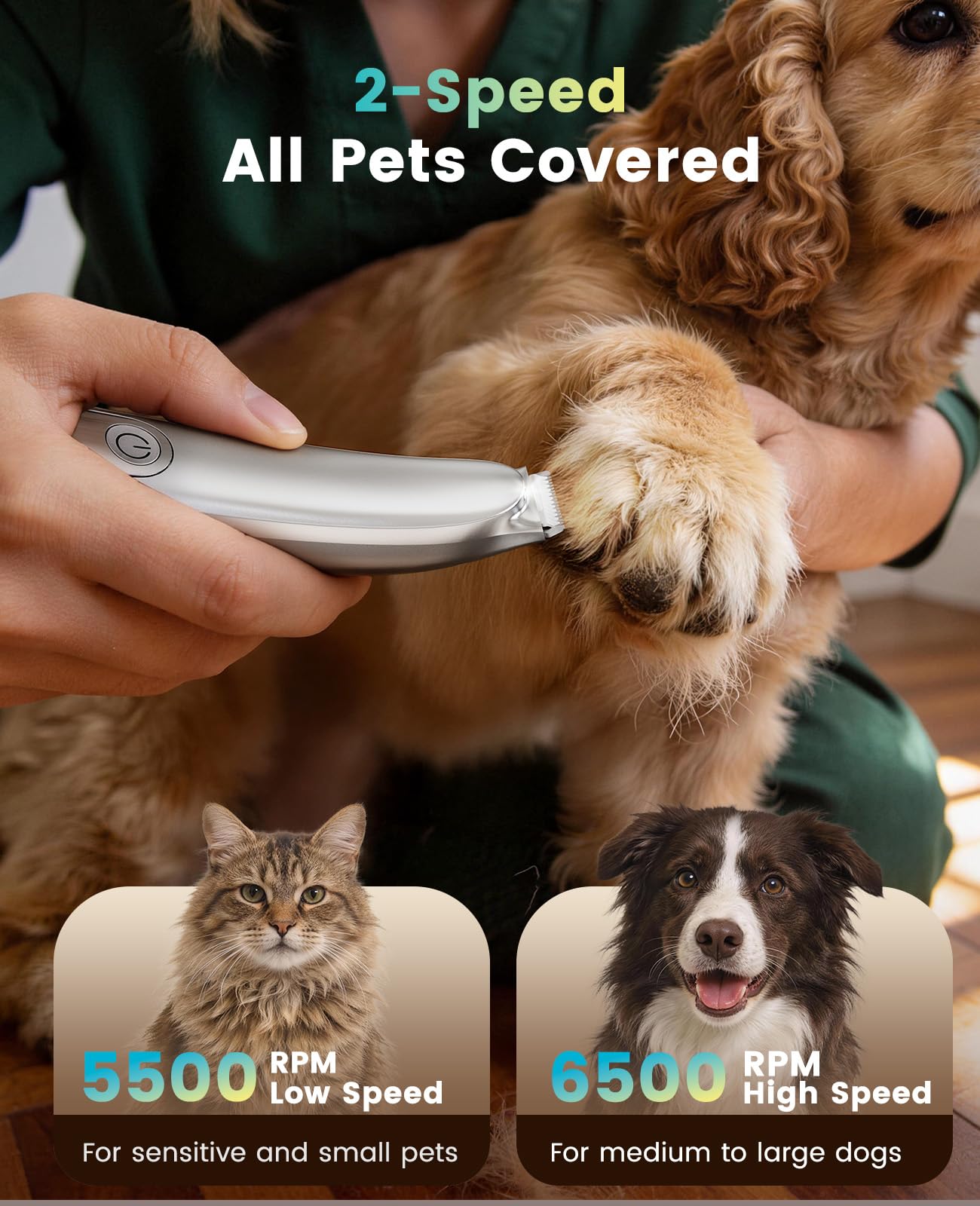 2-Speed LED Pet Paw Trimmer