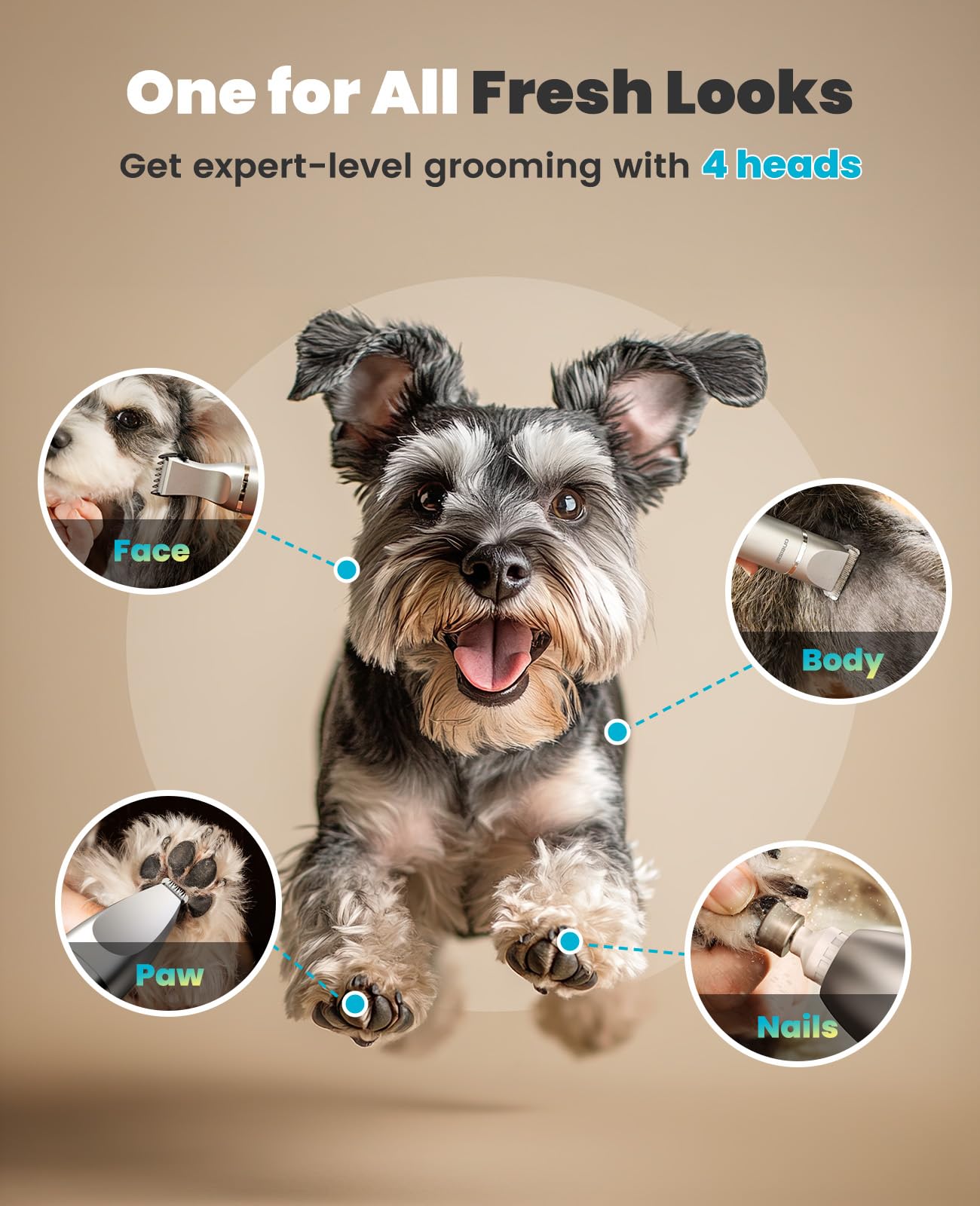 oneisall 4 in 1 Dog Grooming Kit with LCD Display