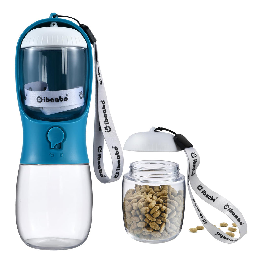 Cibaabo Dog Water Bottle with Food Container, Travel Puppy Water Bowl, Portable Pet Dispenser, Dog Stuff Accessories Items, Puppy Essentials Necessities for Yorkie Chihuahua Cat Walking and Hiking