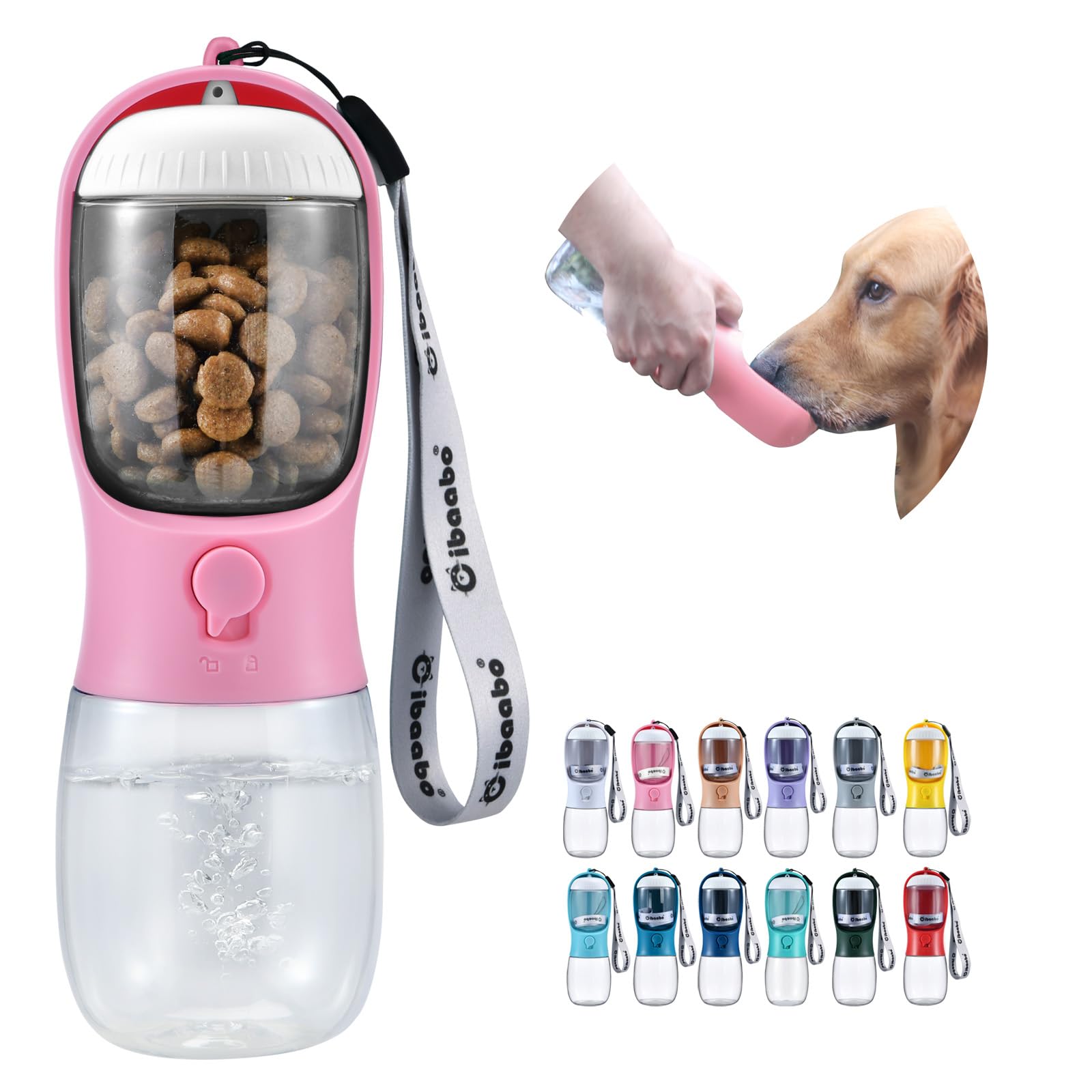 Cibaabo Dog Water Bottle with Food Container, Travel Puppy Water Bowl, Portable Pet Dispenser, Dog Stuff Accessories Items, Puppy Essentials Necessities for Yorkie Chihuahua Cat Walking and Hiking