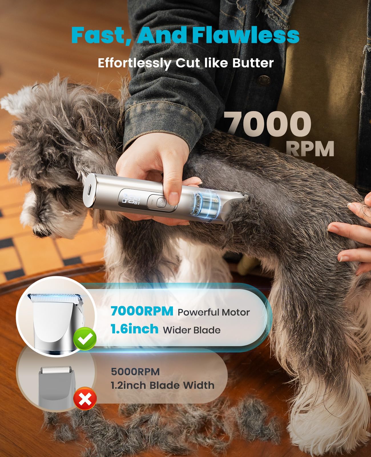 oneisall 4 in 1 Dog Grooming Kit with LCD Display