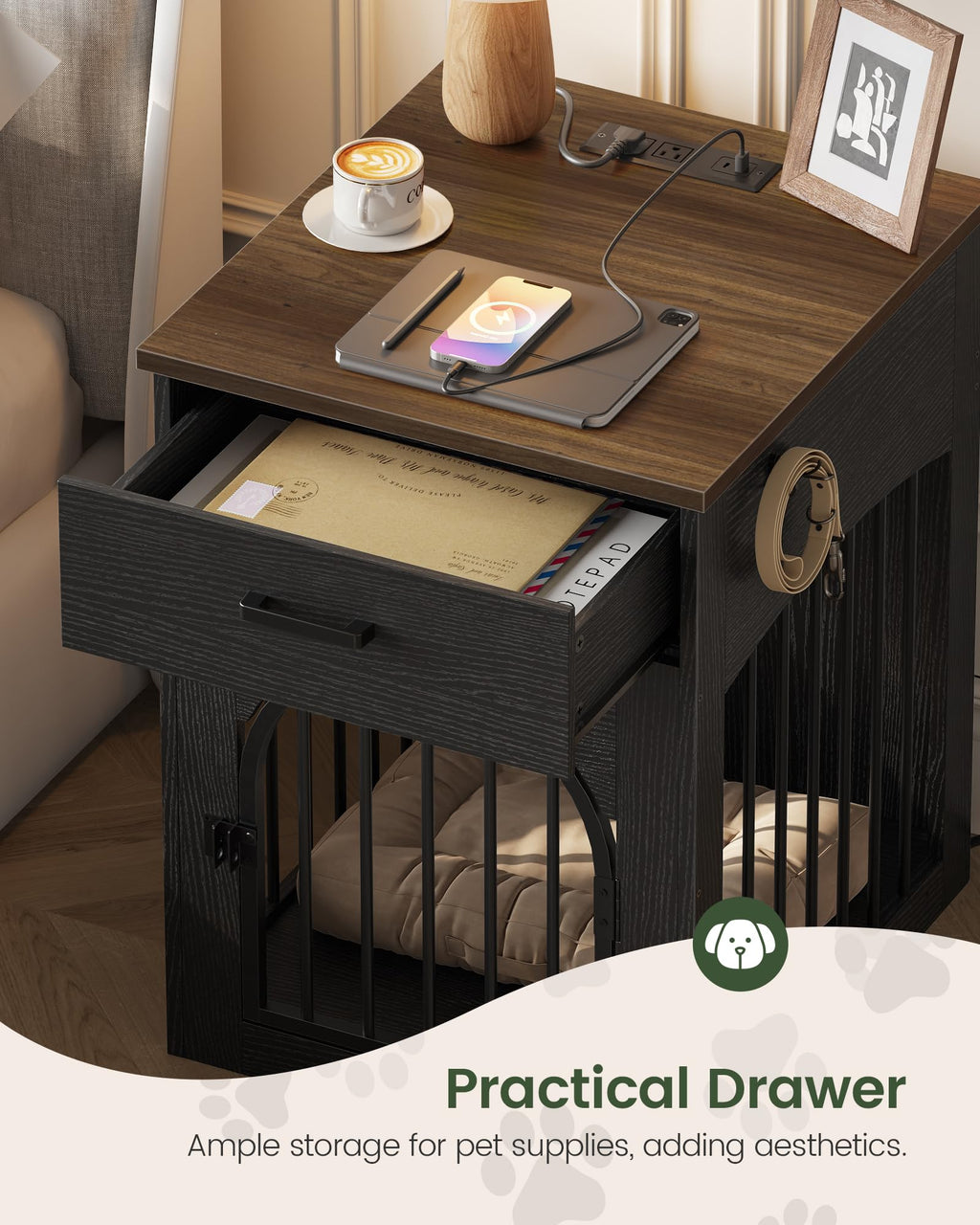 Dog Crate End Table with Storage