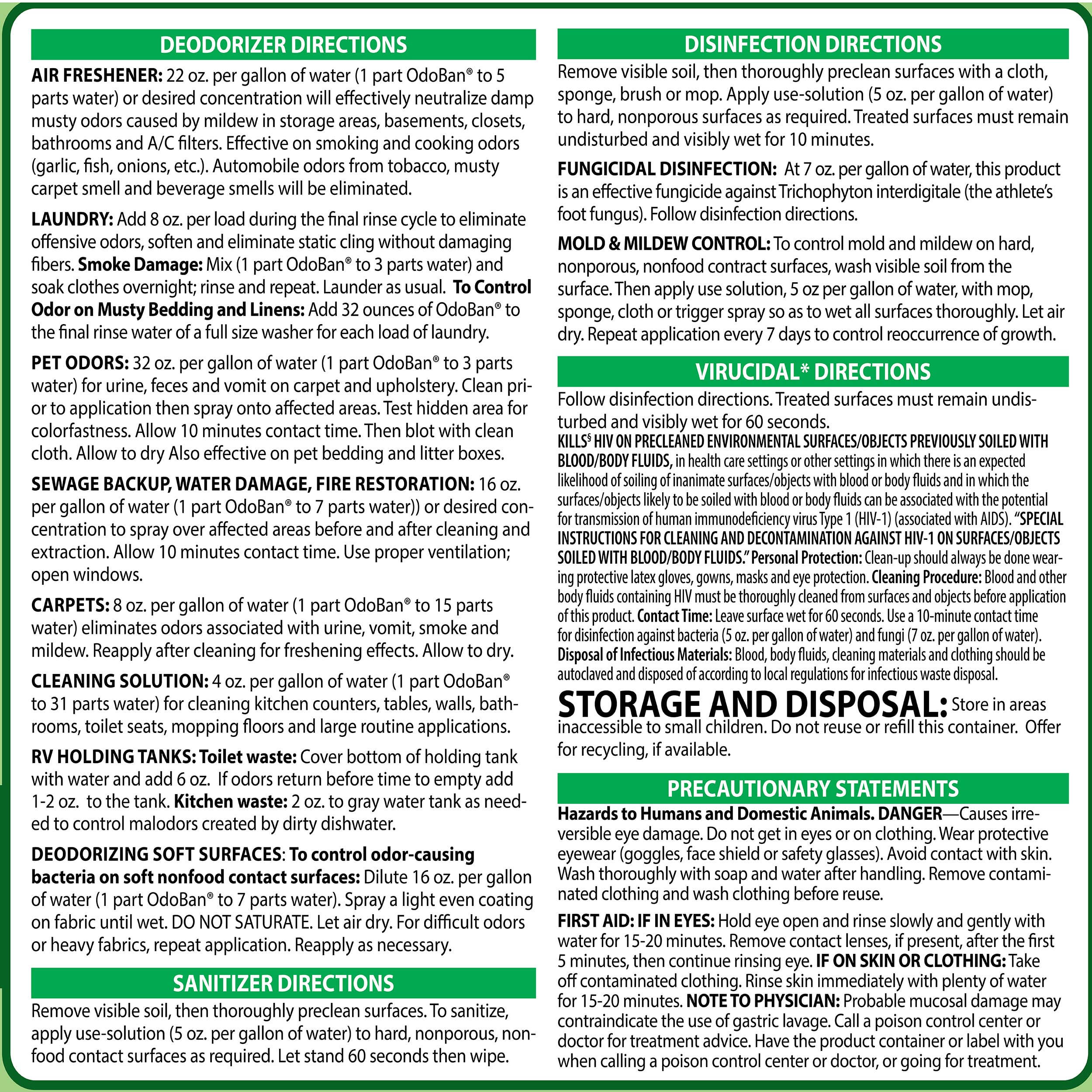 Disinfectant & Odor Eliminator Concentrate